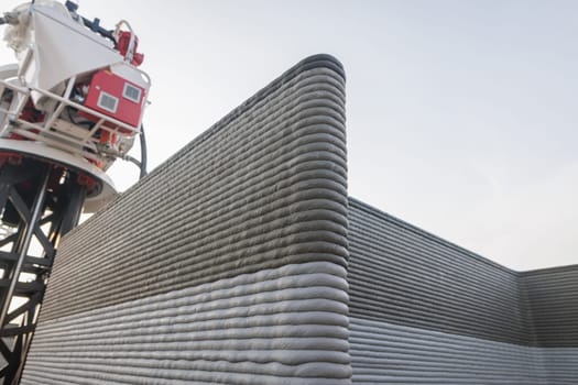modern construction of 3D houses. printed house using a 3D printer. innovative construction technologies