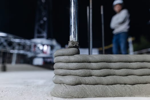 modern construction of 3D houses. printed house on a 3D printer, innovative construction technologies