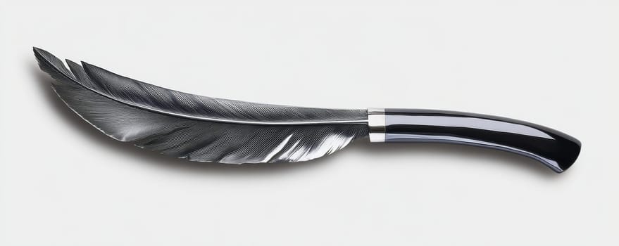 Feather shaped knife on white background, elegant design concept.
