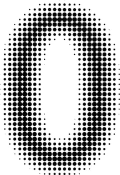 Halftone effect numbers. Dotted font  numbers 0 zero