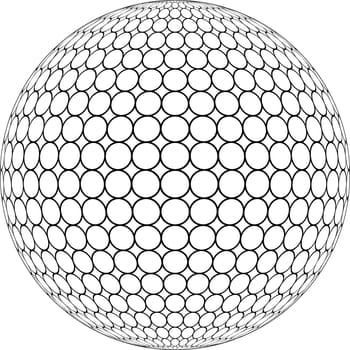 Globe 3D sphere ring mesh surface, round structure sphere