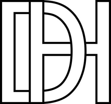 Logo sign dh hd icon sign interlaced letters d h