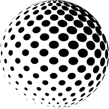 Sphere halftone pattern. Dotted orb design element isolated