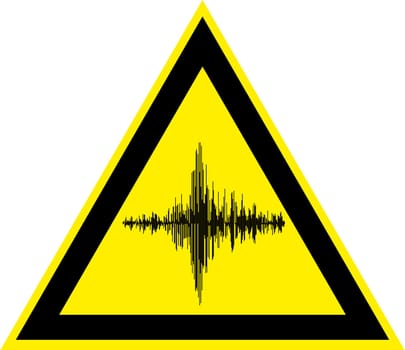 Sign high noise and acoustic vibration, vector yellow triangle