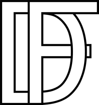 Logo sign df fd icon sign interlaced letters d f