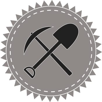 logo icon digger, pick shovel, seekers  treasure, vector