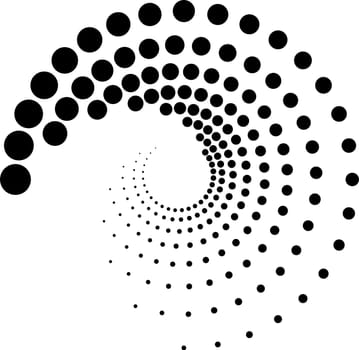 Decreasing point circle, shape spiral snail logo, spiral drops circle