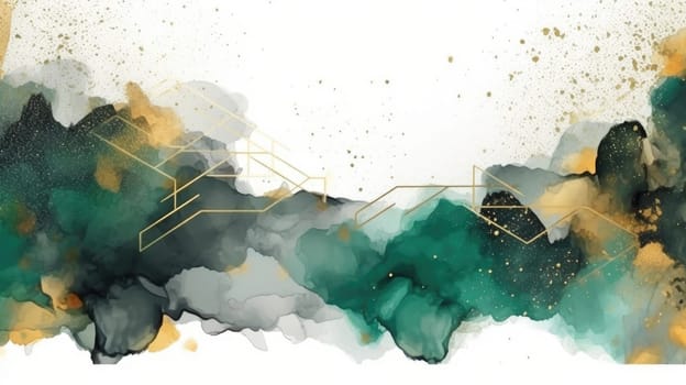 Abstract watercolor artwork mixed with buzzy geometric shapes for background of social media banner generative AI image