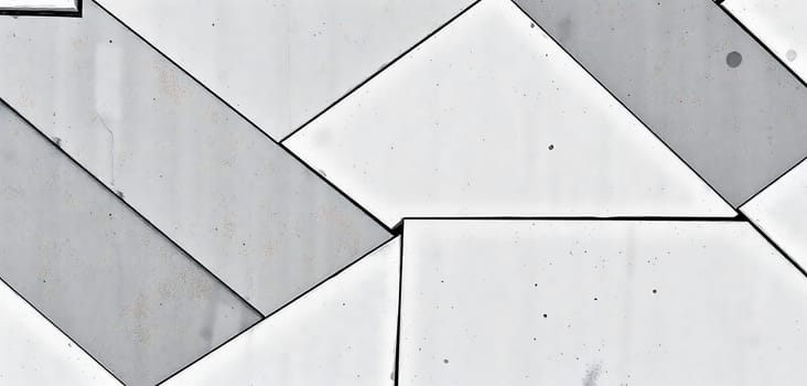 A stylish arrangement of gray and white tiles showcases a modern geometric pattern, featuring interlocking shapes that enhance the space's contemporary aesthetic.
