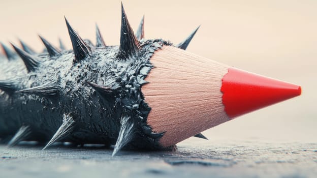 Pencil with thorny exterior resembling a cactus.