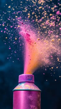 Colorful powder explosion from spray can.