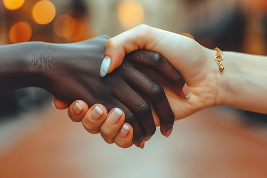 Diversity and unity shown through a supportive handshake symbolizing friendship and inclusion.