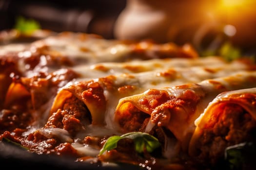 Delicious cheesy beef lasagna, a savory Italian pasta for a perfect baked dinner meal