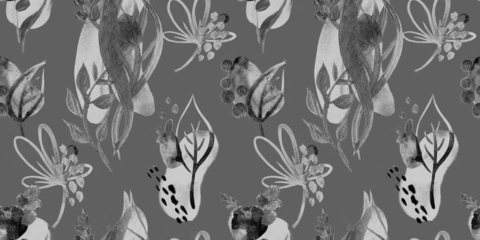 Seamless abstract pattern with gouache painted geometric shapes ovals and dots for textile design and autumn prints