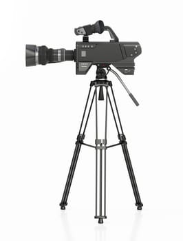 Professional camera tripod isolated on white background. 3D illustration.
