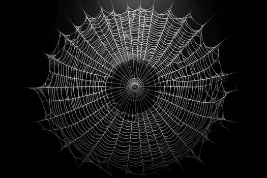 Horizontal texture of spider web on a black background.