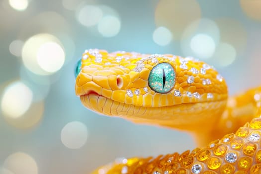 Yellow Snake head with rhinestones and diamonds