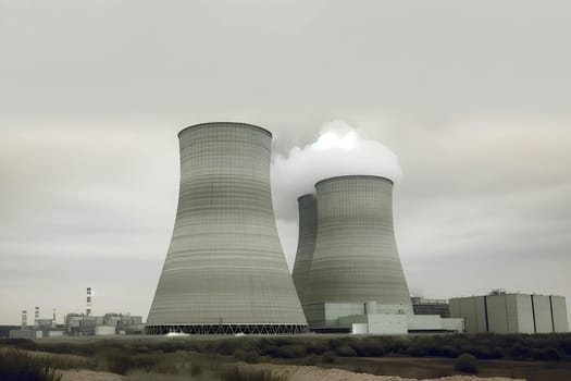 working nuclear power plant close up.