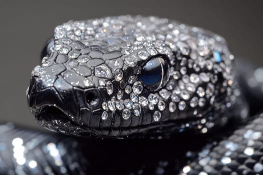 Black Snake head with rhinestones and diamonds