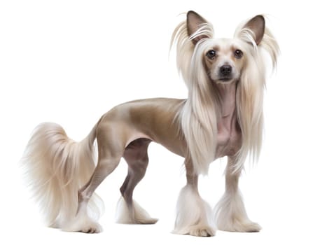 Chinese crested dog isolated on white background. Ai generated image