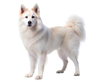 White Yakutian Laika isolated on white background. ai generated image