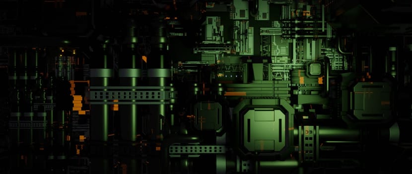 Abstract Futuristic Green Mechanical Background
