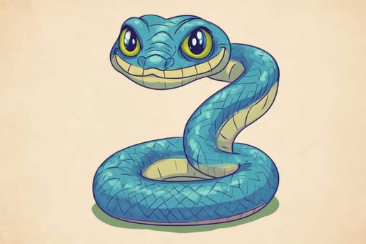 Illustration of a blue snake on a light background snake