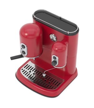 Retro style espresso machine isolated on white background. 3D illustration.