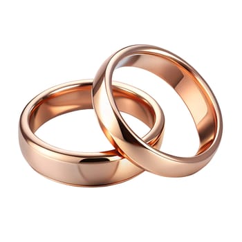 Two golden wedding rings isolated on white background. Ai generated