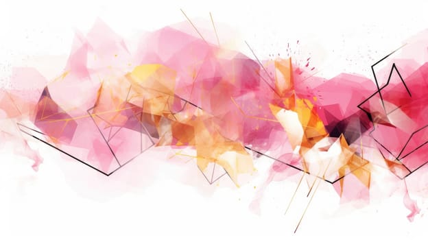 Abstract watercolor artwork mixed with buzzy geometric shapes for background of social media banner generative AI image