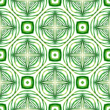 Hand drawn tropical seamless border. Green likable boho chic summer design. Textile ready favorable print, swimwear fabric, wallpaper, wrapping. Tropical seamless pattern.