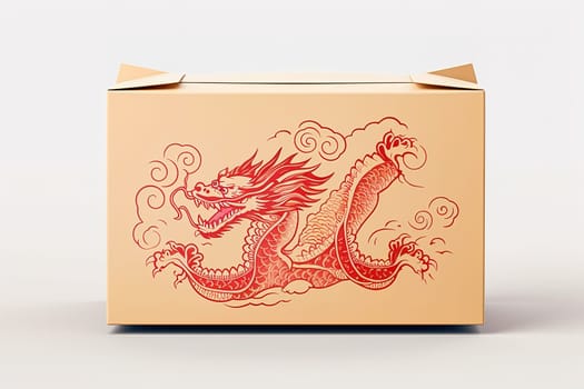 Food packaging box with dragon pattern. High quality photo