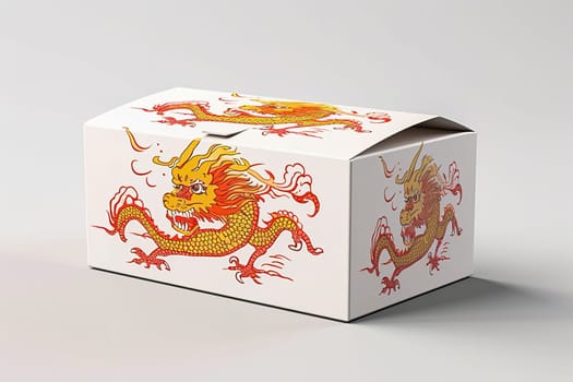 Food packaging box with dragon pattern. High quality photo