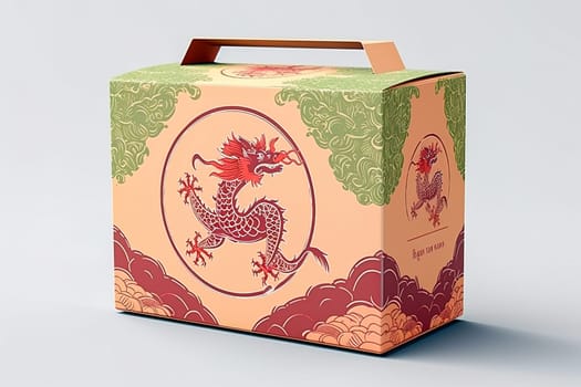 Food packaging box with dragon pattern. High quality photo