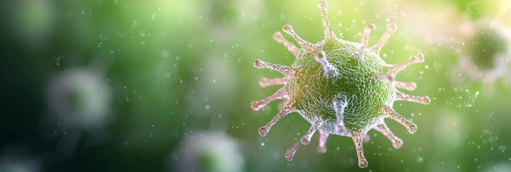 Realistic Microscopic Molecular 3D Medical Background. Pathological Viruses and Bacterias Microbiology Banner for Medicine Designs. High quality 3d illustration