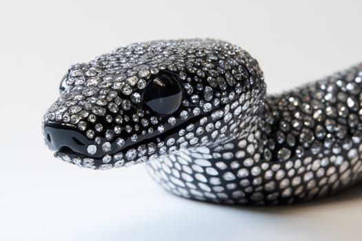 Black Snake head with rhinestones and diamonds white background