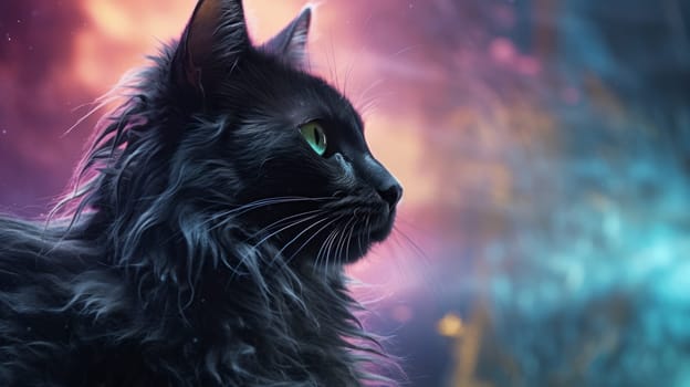 A captivating black cat with mesmerizing green eyes.