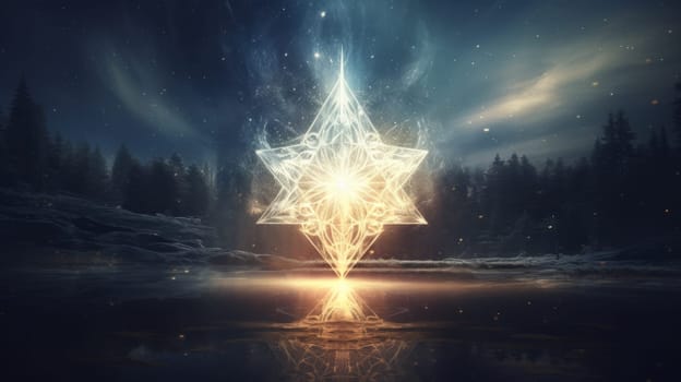 A star reflecting on a calm body of water.