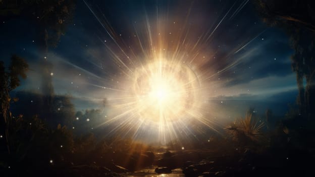 A stunning sunburst in a dramatic dark sky.