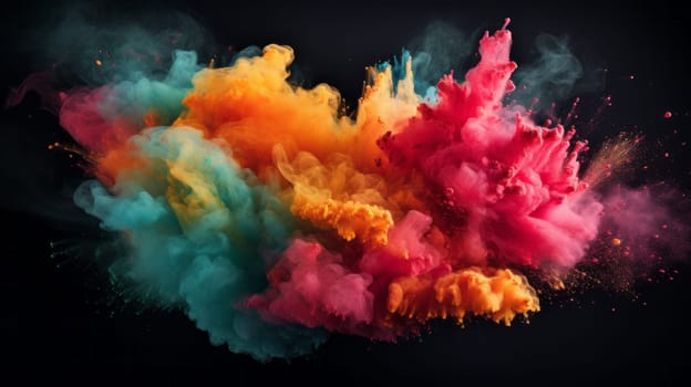 A colorful splash of paint or smoke on dark background, abstract pattern.
