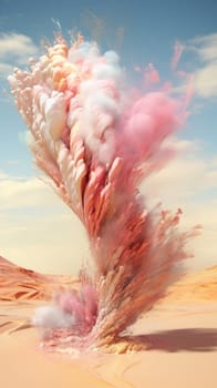 A vibrant sand explosion in the desert landscape.