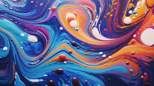 An abstract painting with vibrant blue, yellow, and purple hues.