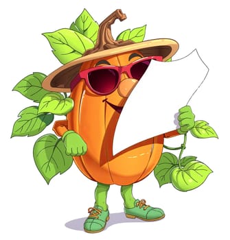 Pumpkin with eyes and face. Cartoon, transparent. 3D and 2D mix funny harvest.