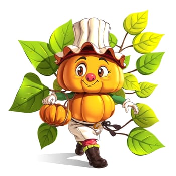 Pumpkin with eyes and face. Cartoon, transparent. 3D and 2D mix funny harvest.