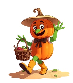 Pumpkin with eyes and face. Cartoon, transparent. 3D and 2D mix funny harvest.