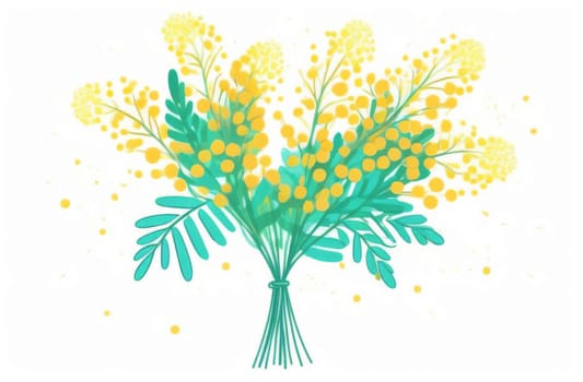 Bouquet of mimosa on a white background