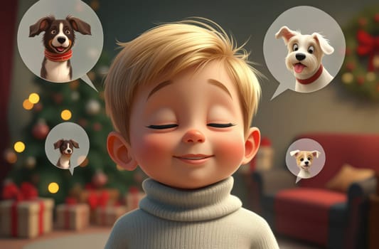 Girl dreams of a puppy for the Christmas