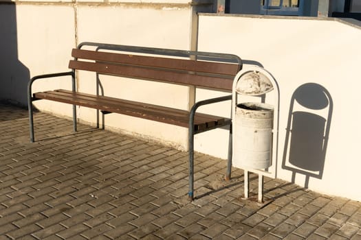 outdoor bench wood sunlight design city rest pattern texture shadow brown resting architecture