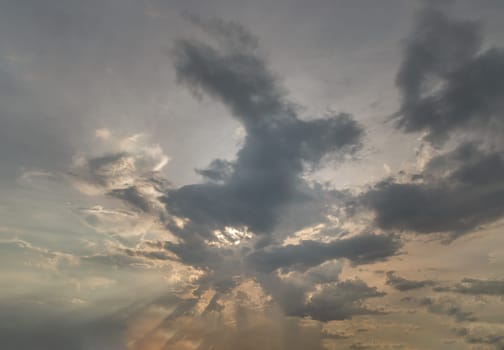 Amazing clouds like a heaven for background wallpaper and texture. The sky is being covered with clouds, Concept idea of Imaginative clouds nature, Nature abstract composition, Copy space, Selective focus.