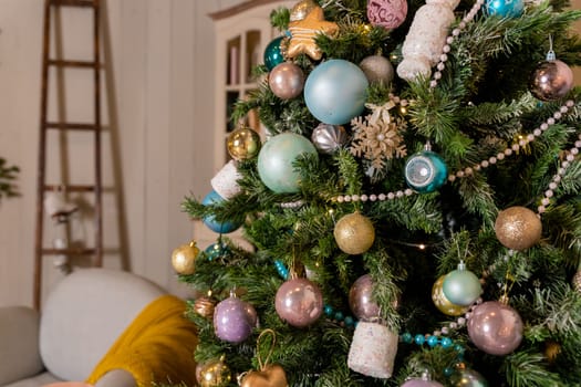 Christmas background. Family holiday Christmas tree